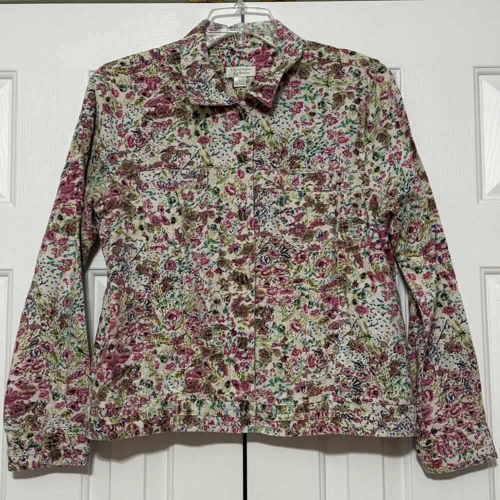 Christopher & Banks Linen Blend Floral Jacket, Size L